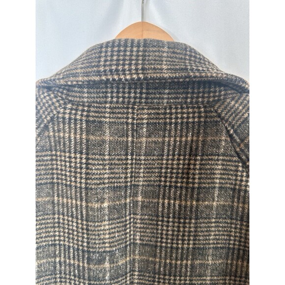 ANTHROPOLOGIE x AVEC LES FILLES Coat Wool Plaid Double Face Brown Oversized look - Picture 14 of 15